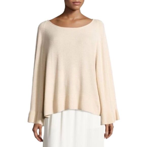 Elizabeth & James Freja Wool-Blend Flutter-Sleeve Sweater in Champagne - Picture 14 of 15